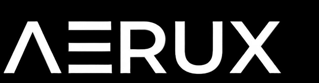 White 'AERUX' logo on a black background