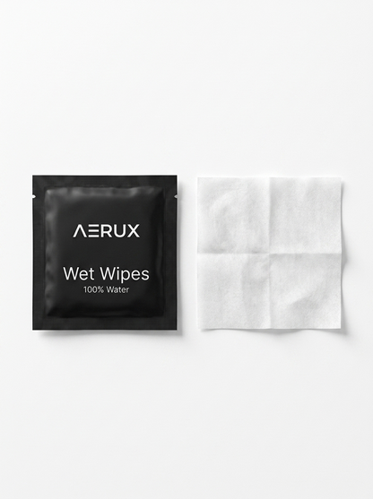 AERUX wet wipes packaging with a single wipe on a white background